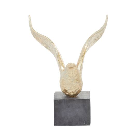 Set of 3 Gold Polystone Birds Sculpture 14", 15", 9"